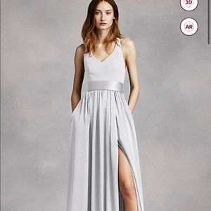 White by Vera Wang V neck dress with slit